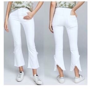 Citizens of Humanity CH Drew Fray High Rise Crop Flare Denim White Jeans Size 30